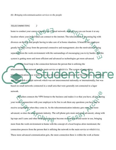 Telecommuting at Home or Business and Its Functions