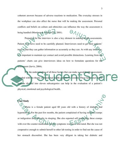 The Integration of Gordons Health Assessment in Everyday Nursing Care
