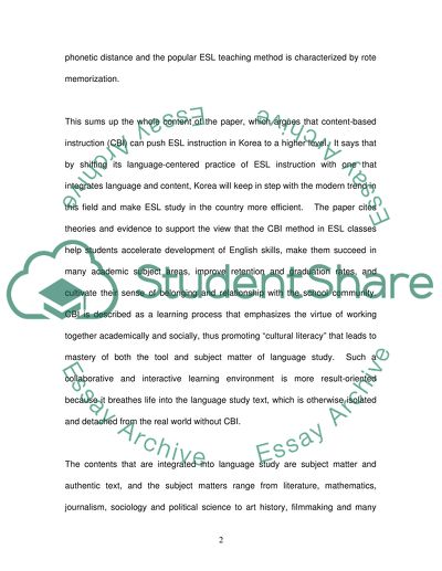 Content-Based Instruction Can Make ESL Teaching More Efficient In Korea