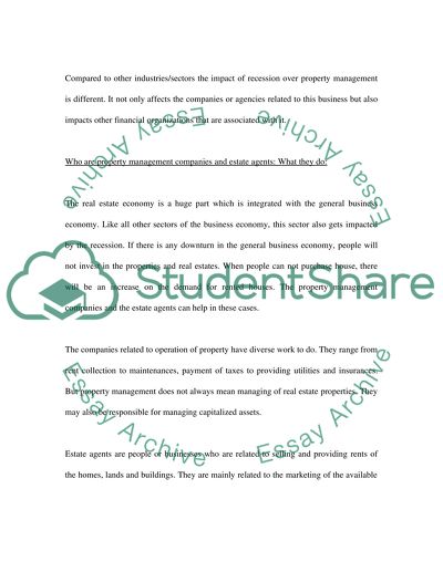Evaluate the potential effects of the Recession on Property Management Companies and Estate Agents