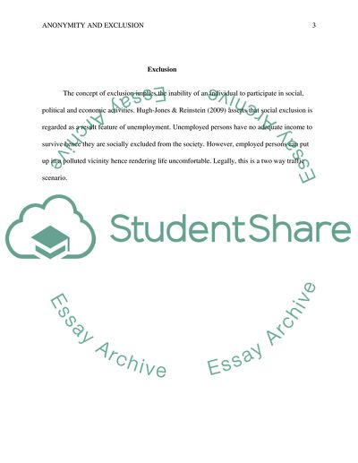 Anonymity and exclusion