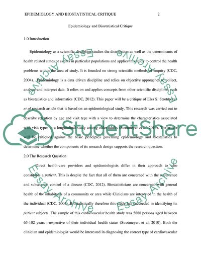 Epidemiology and Biostatistical Critique