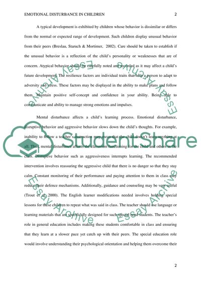 Emotional Disturbance