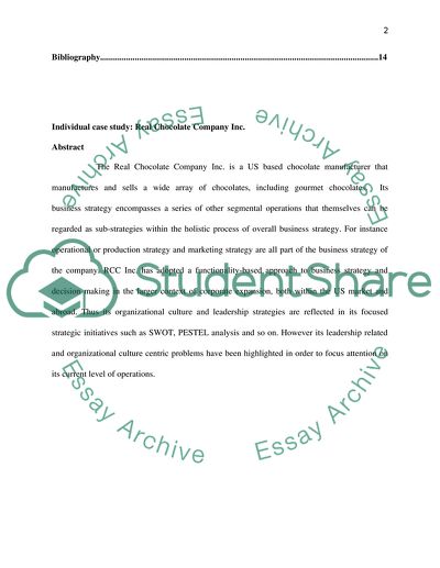 Business Strategy of the Real Chocolate Company