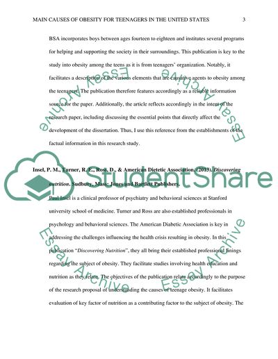 Main Causes of Obesity for Teenagers in the United States