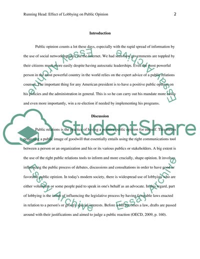 The Effect of Lobbying on Public Opinion