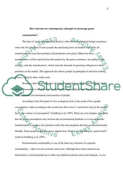 How Relevant Are Contemporary Attempts to Encourage Green Consumerism