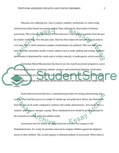 Tests for assessing Infants and Young Children