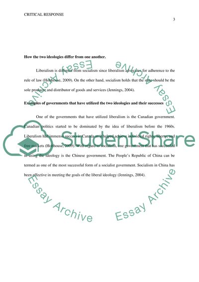 Critical Response to Liberal Government