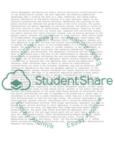 Public Service Motivation: A Multivariate Test