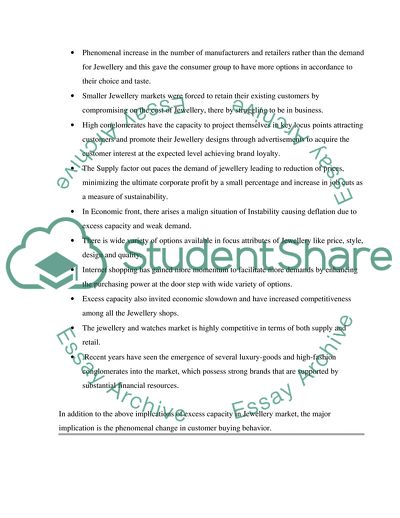 The Implications of Excess Capacity in the Jewellery Market