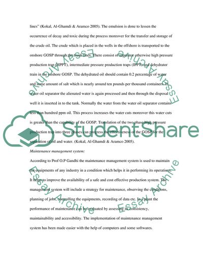 Improvement of the Management System for the Maintenance of Onshore Installations