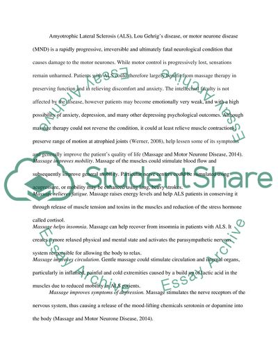 Effects of Massage Therapy on Amyotrophic Lateral Sclerosis