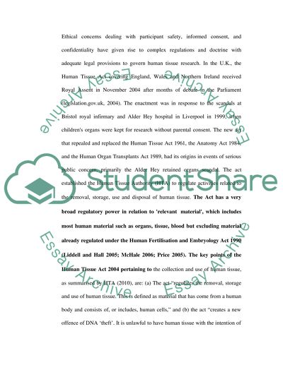 Use of human tissue for research