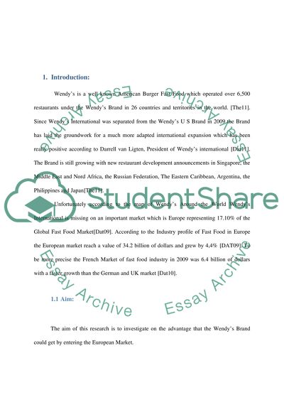 Why Should the Wendys Brand Enter the European Market