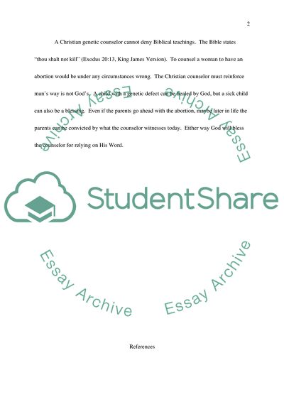 Genetic Counseling--Christian Perspective