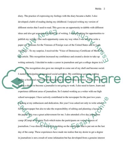 Desire/Passion for writing and pursuing journalism major and career