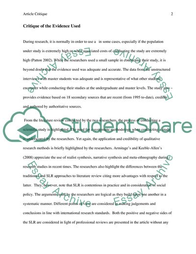 Undertaking a Structured Literature Review by Armitages and Keeble-Allen