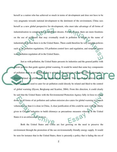 Comparitive Studies of Enviormental Policies in China & USA
