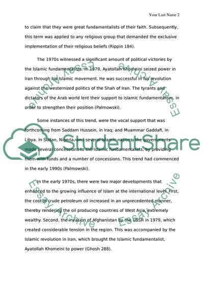 Rise of Islamic Fundamentalism in the Latter Part of the 20th Century