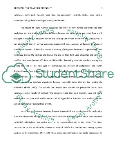 Reasons for Teacher Stress and Burnout