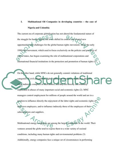 Multinational Oil Companies and the Human Rights Dilemmas