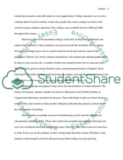 Education Curriculum 1650-1680