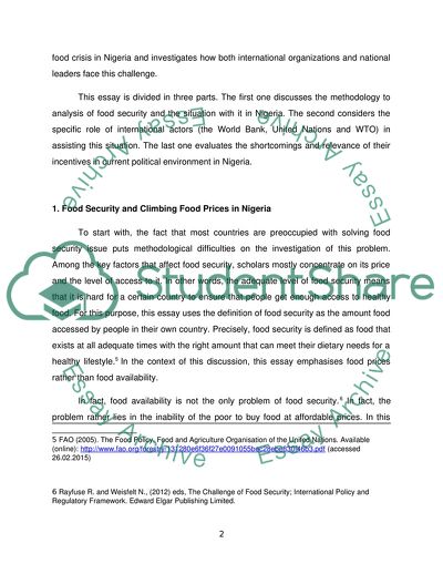 Food Security and Climbing Food Prices in Nigeria
