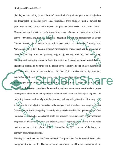 Managing Budgets and Financial Plans