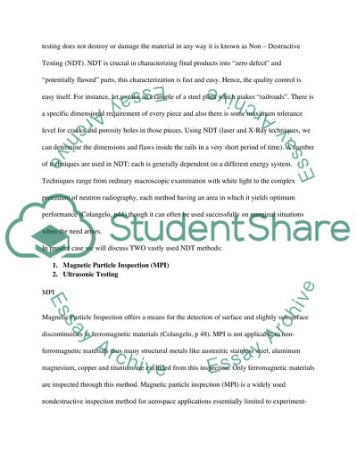 Non-Destructive Testing - Magnetic Particle Inspection & Ultrasonic Testing