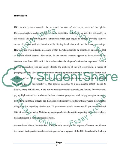 Restoring by the United Kingdom Government of Rate of Income Tax