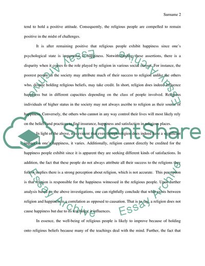 The connection between happiness and religion in general and the positive correlation therein