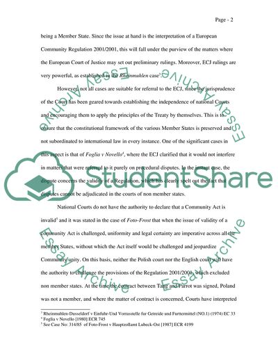Advising Parrott on application of article 234 EC to this scenario