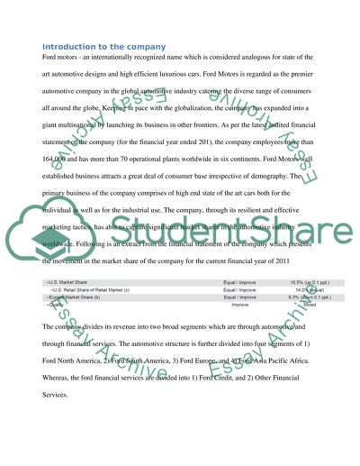 Investment Appraisal Project: Ford Motor Company Limited