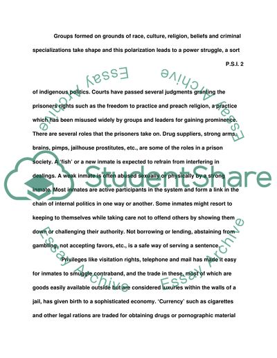 Prisoner Subculture and Its Ingredients