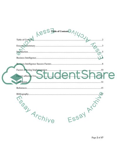 The Use of a Business Intelligence Application