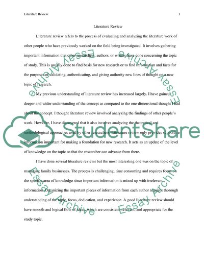 Literature Review as Process of Evaluating