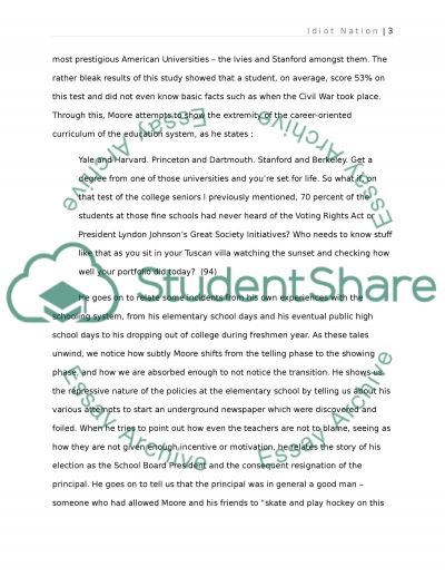 read michael moore idiot nation essay 2013-10-17 notes ideas ideas ideas analysis of idiot nation by michael moore summary of excerpt taken from michael moore's book stupid white men and other sorry excuses for the state of the nation, this excerpt explains moore's frustration with the american education system and the roll the political system has in its downfall. read michael moore idiot nation essay 2013-10-17 notes ideas ideas ideas analysis of idiot nation by michael moore summary of excerpt taken from michael moore's book stupid white men and other sorry excuses for the state of the nation, this excerpt explains moore's frustration with the american education system and the roll the political system has in its downfall.