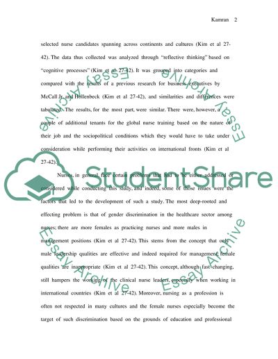 Critical review of an article (Global Nurse Leaders)