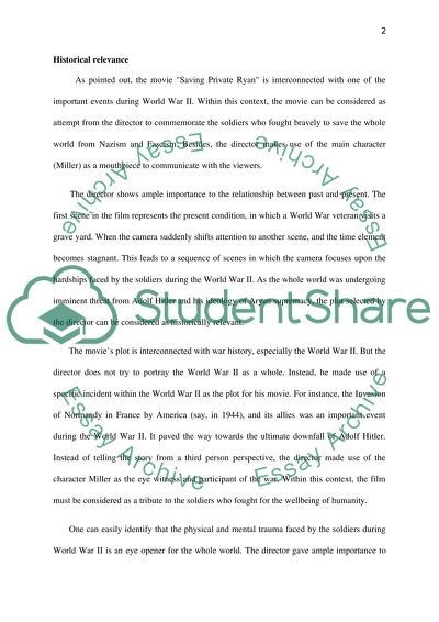 The Historical Relevance of the Movie Saving Private Ryan