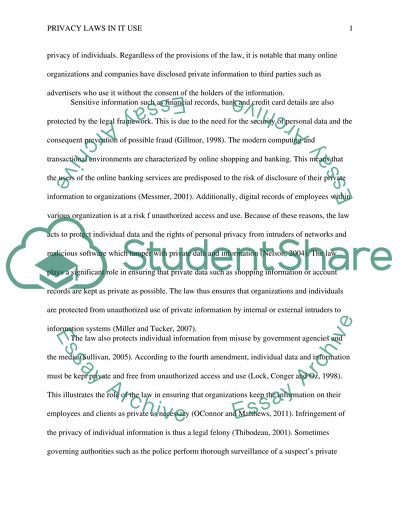 Privacy Laws related to Information Technology use