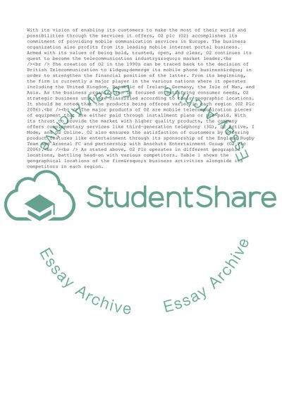 The Corporate Strategies of 02 Plc