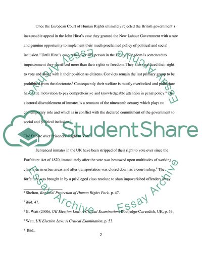 The Civil Rights of Prisoners in the UK