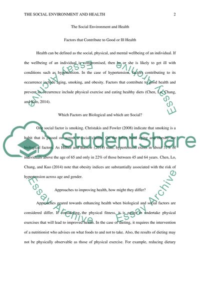 The Social Environment and Health