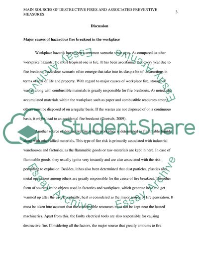 Main sources of destructive fires and associated preventive measures