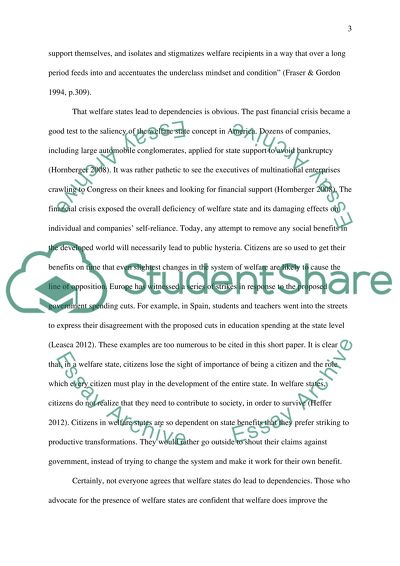 Welfare State And Dependency: An Inevitable Consequence