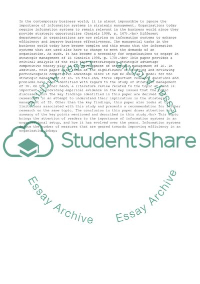 Strategic Management of Information Systems