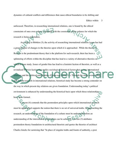 Ethics within the Study of International Relations
