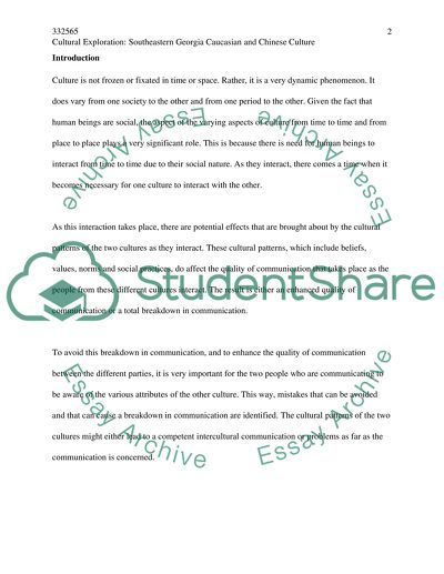 Southeastern Georgia Caucasian and Chinese Cultures