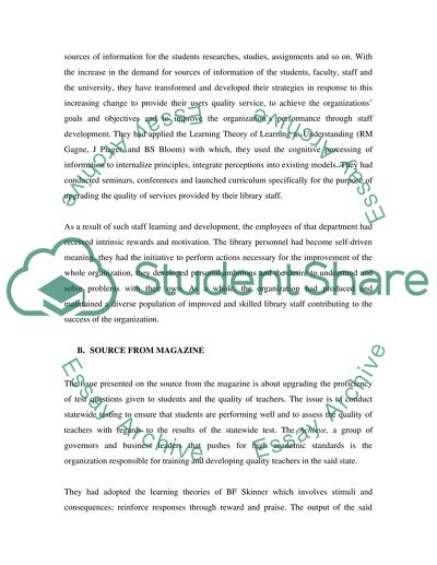 Staff Learning and Development in Organizations